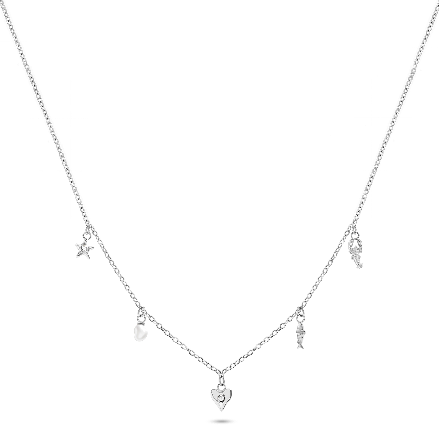 Written In The Sand Mini Charm Necklace (Silver)