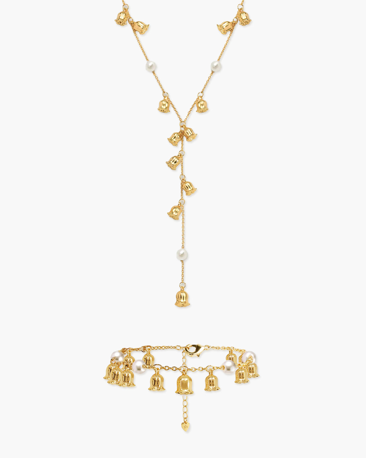 Lily of the Valley Pearl Set in Silver