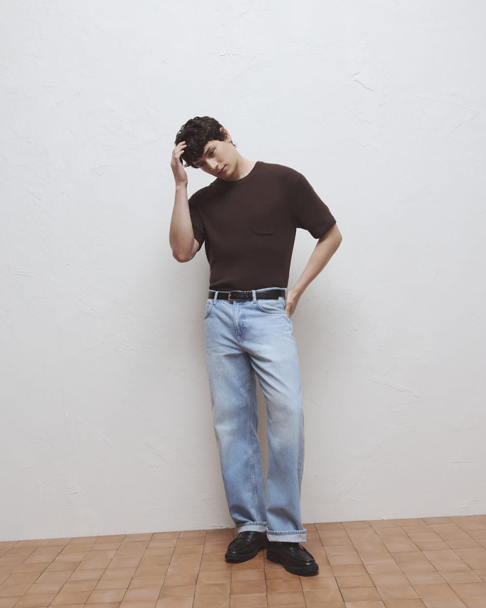 Textured Knit Tee | Coffee Bean