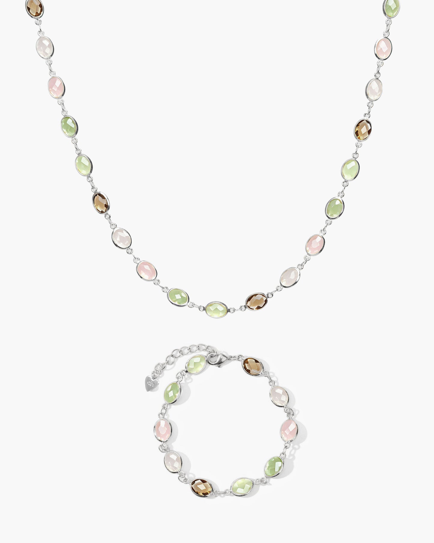 Whimsical Romance Stone Necklace and Bracelet Set