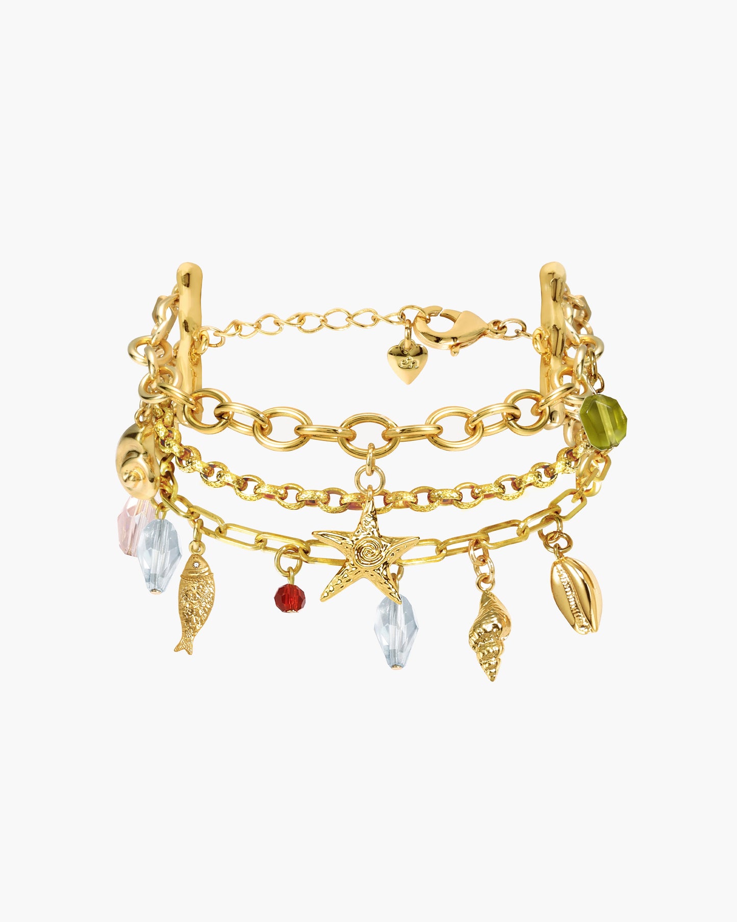 Coral Dancer Multi-charm Bracelet in Silver
