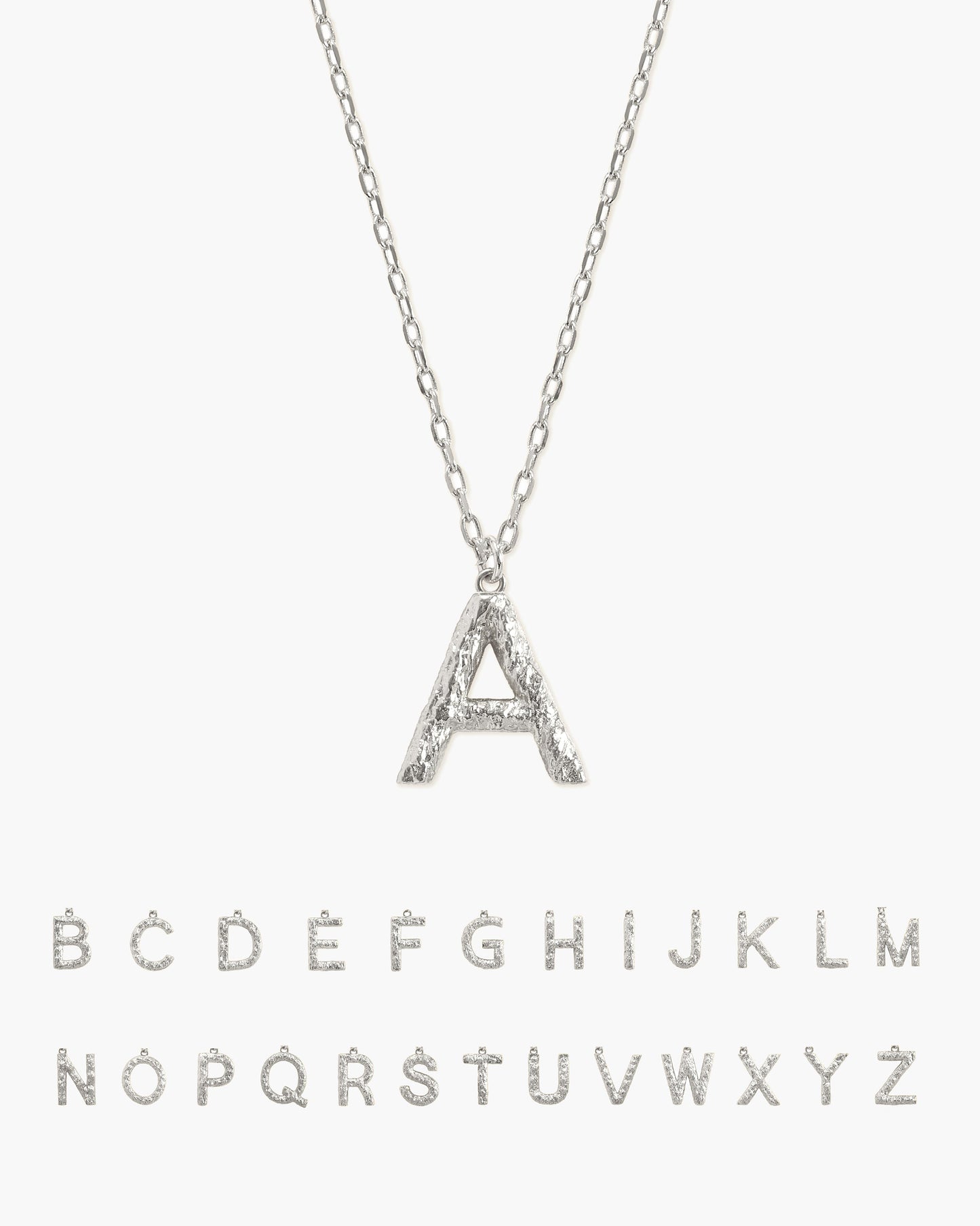 Textured Initial Letter Necklace
