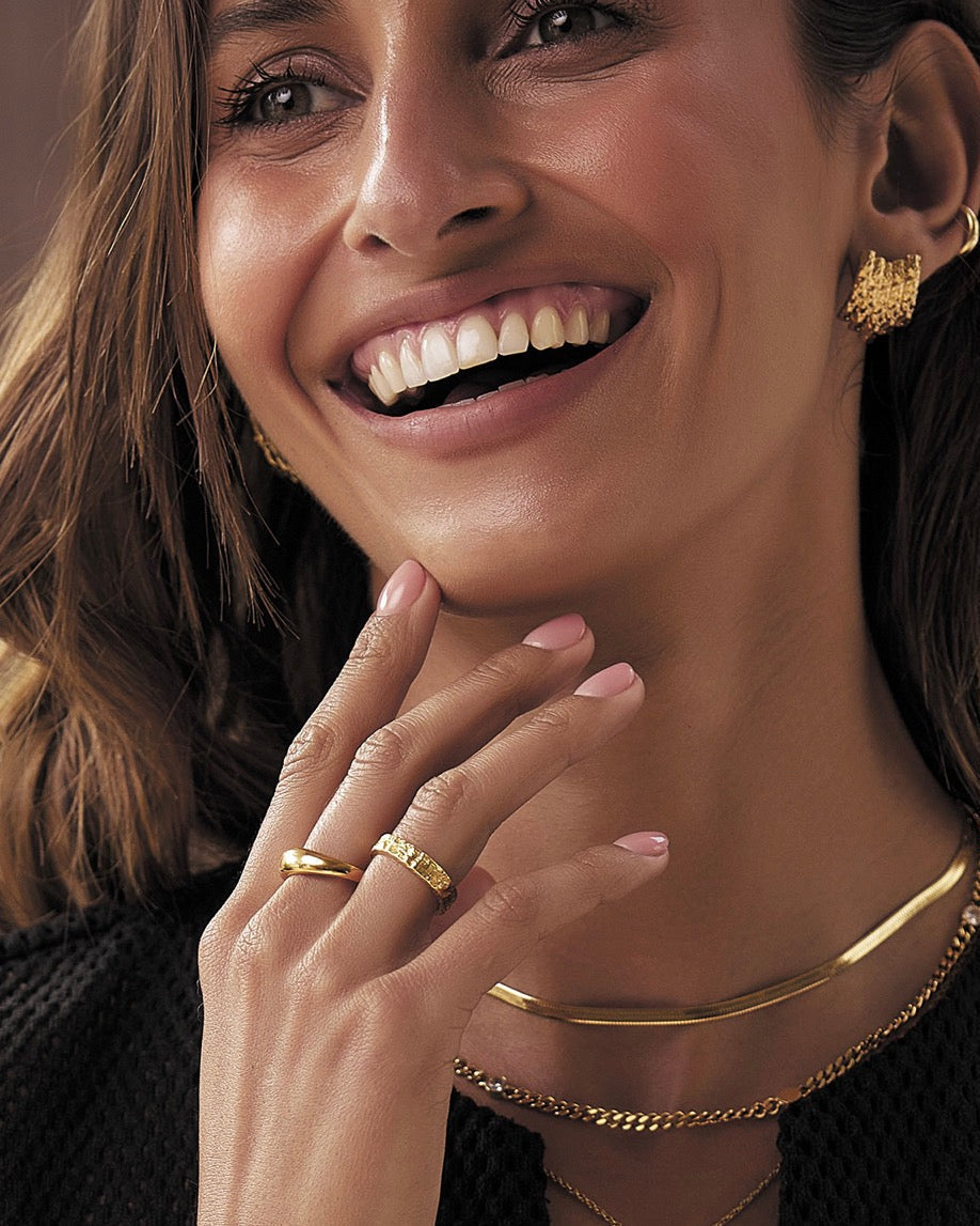 Eros Gold Textured Ring - Medium