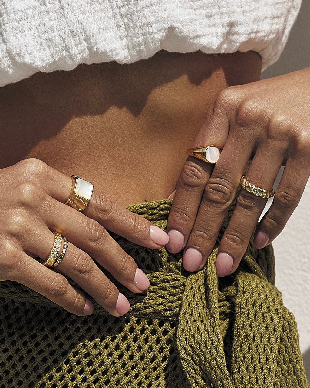 Amira Gold and Pearl Ring