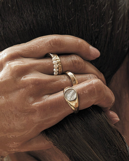 Amira Gold and Pearl Ring