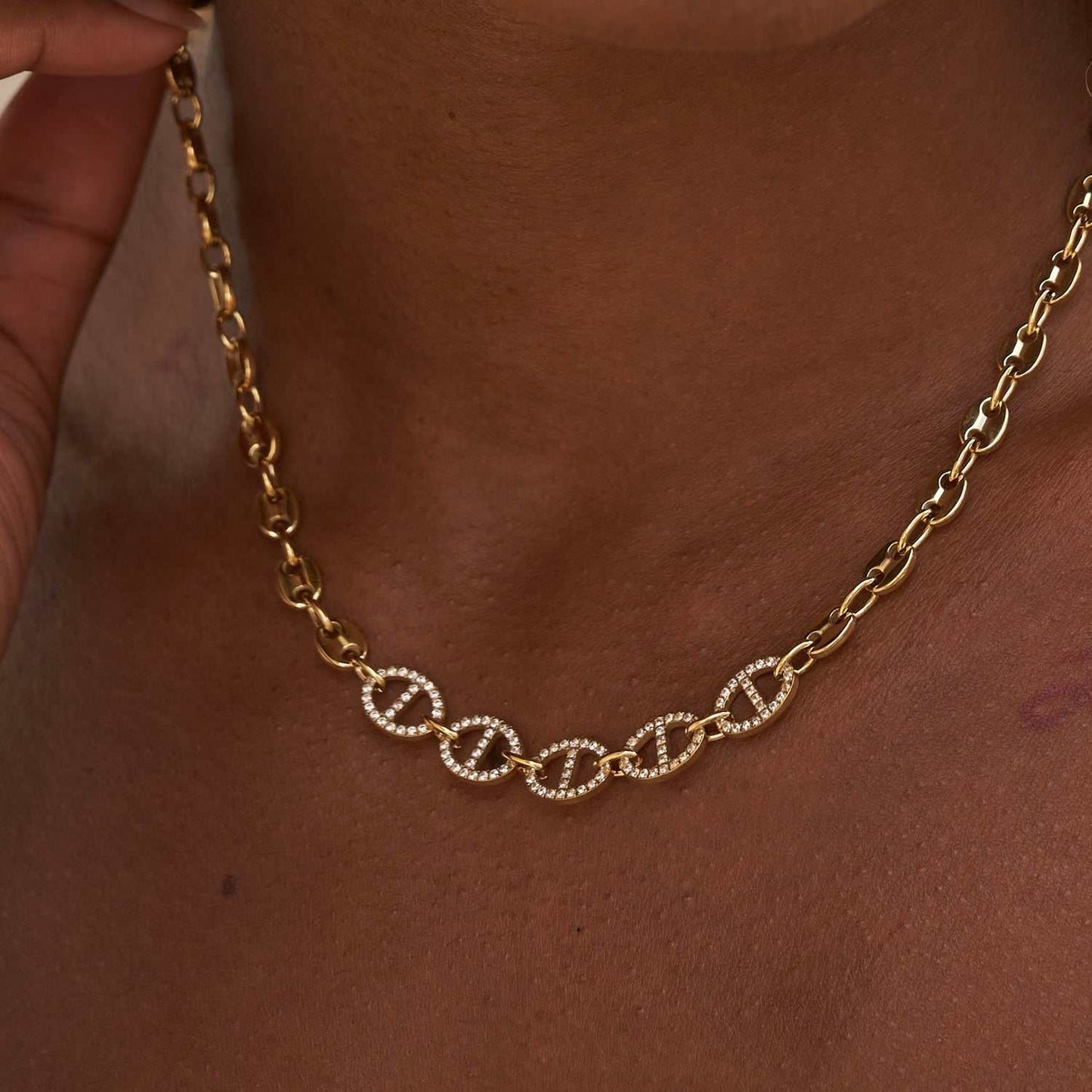 Coffee Bean Necklace in Yellow Gold