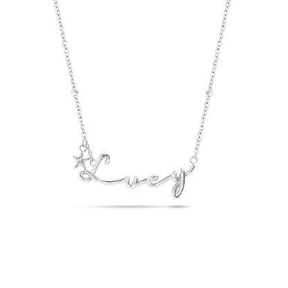 Written In The Sand Charm Name Necklace (Silver)