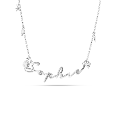 Written In The Sand Charm Name Necklace (Silver)
