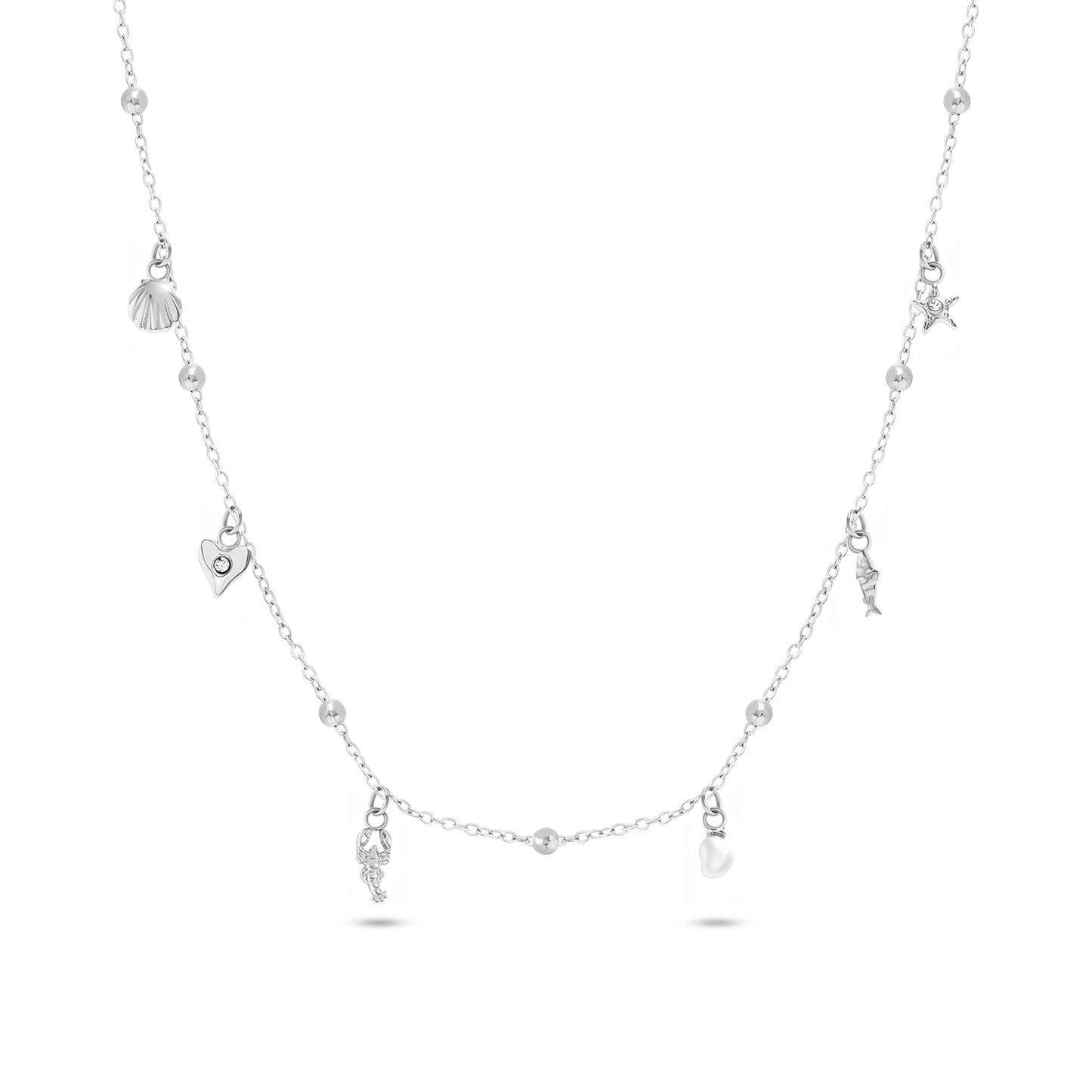 Written In The Sand Mini Charm Necklace (Silver)