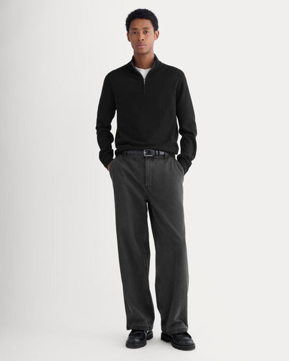 Cashmere Quarter Zip Sweater |  Black
