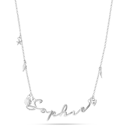 Written In The Sand Charm Name Necklace (Silver)