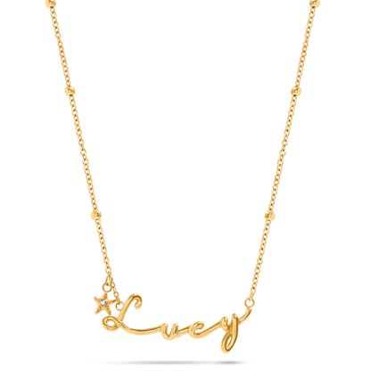 Written In The Sand Charm Name Necklace (Gold)