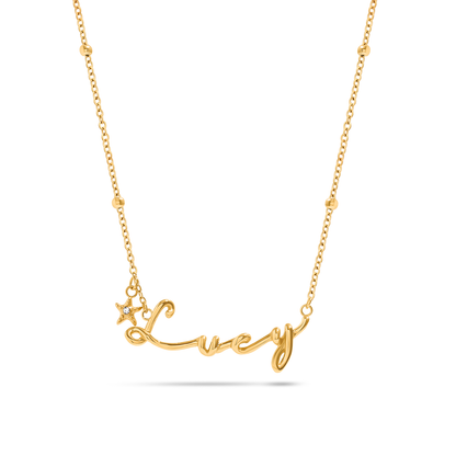 Written In The Sand Charm Name Necklace (Gold)