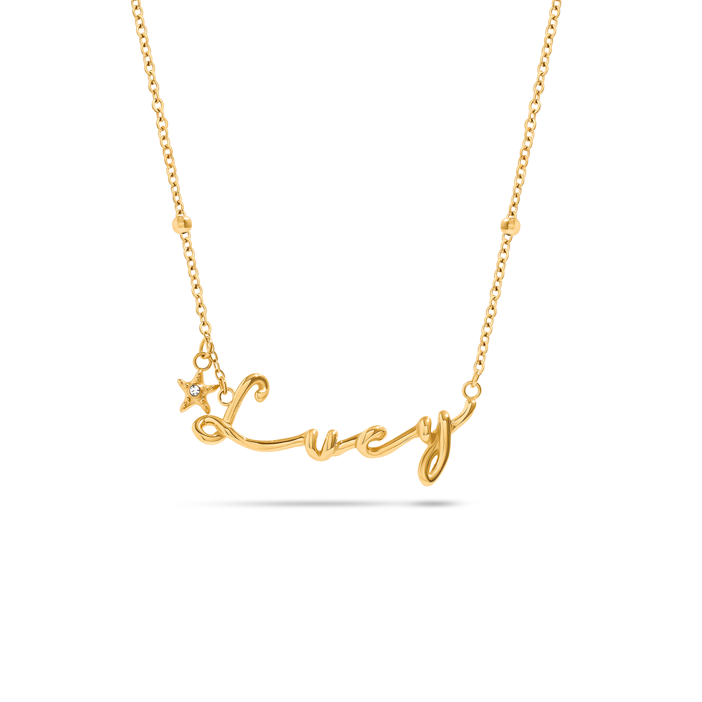 Written In The Sand Charm Name Necklace (Gold)