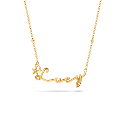 Written In The Sand Charm Name Necklace (Gold)