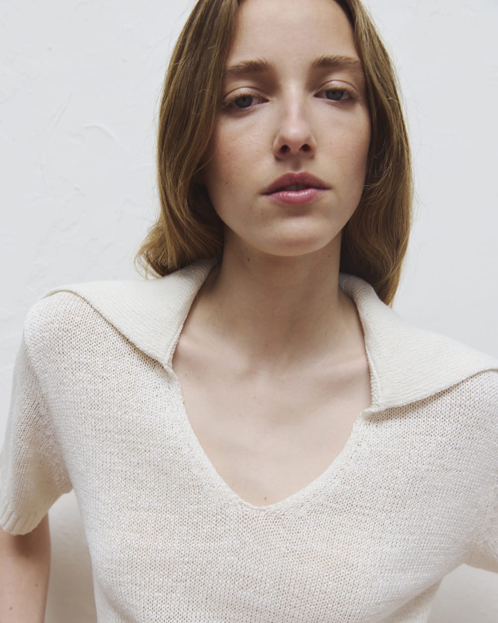 Open Collar Polo | Bone