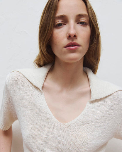 Open Collar Polo | Bone