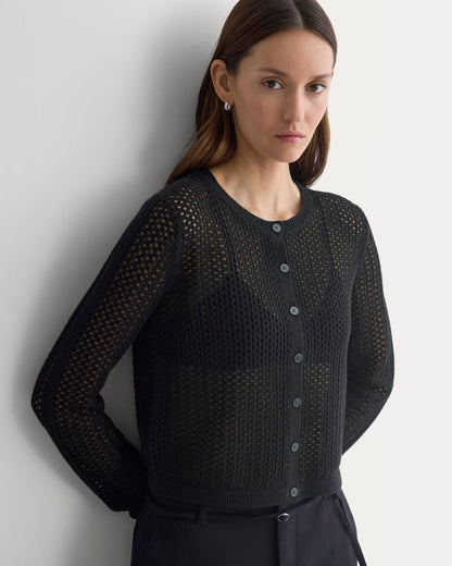 Lace-Knit Cardigan | Black