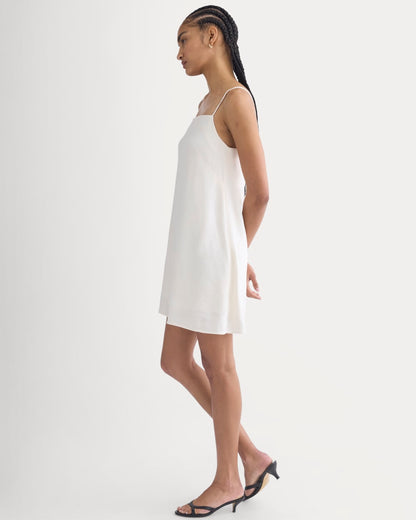 Mini Shift Dress in Stretch Linen | Bone