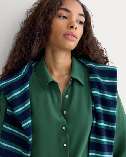 Shrunken Top in Washable Silk | Hunter Green