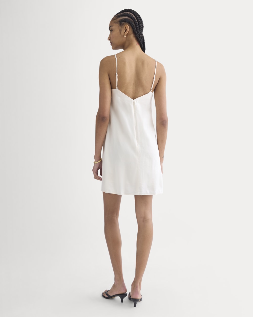 Mini Shift Dress in Stretch Linen | Bone