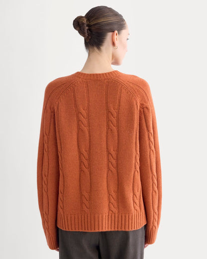 Cable Cardigan in Extrafine Luxe Merino | Rust Heather