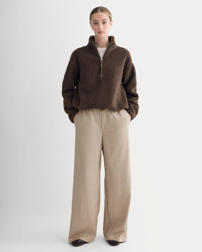 Reversible Teddy Half-Zip Pullover | Coffee Bean