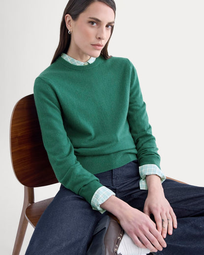 Cashmere Slim Crew Sweater | Hunter Green