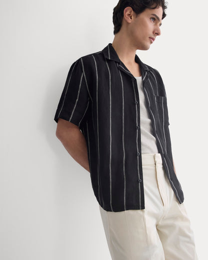Linen Resort Shirt | Black / Bone