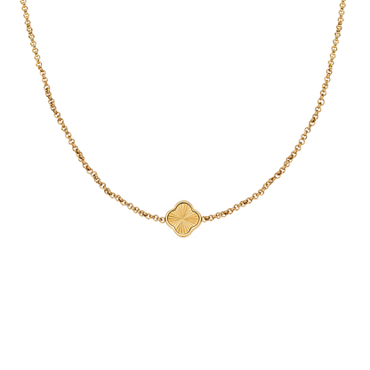 Textured Clover Custom Name Necklace (Gold)