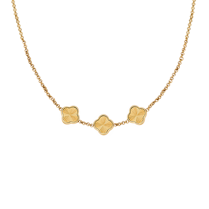 Textured Clover Custom Name Necklace (Gold)