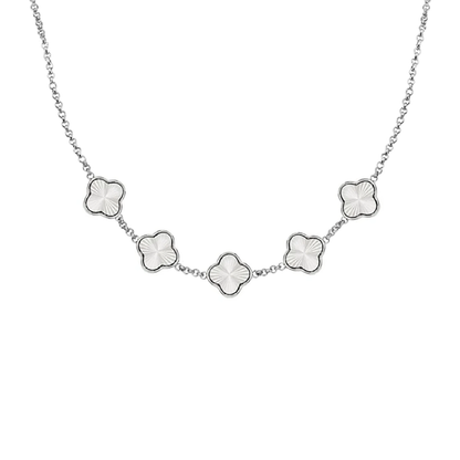 Textured Clover Custom Name Necklace (Silver)