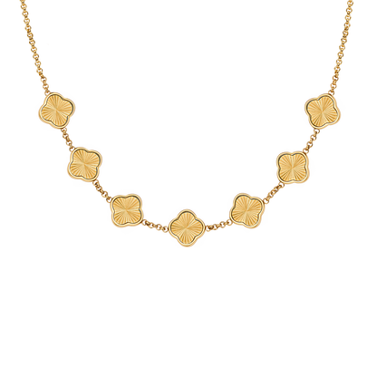Textured Clover Custom Name Necklace (Gold)
