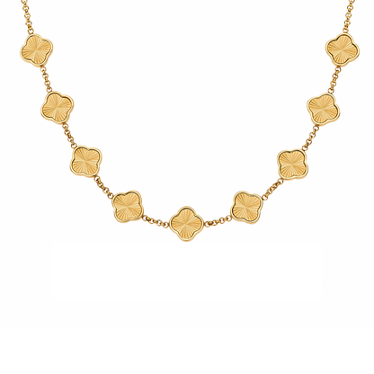 Textured Clover Custom Name Necklace (Gold)