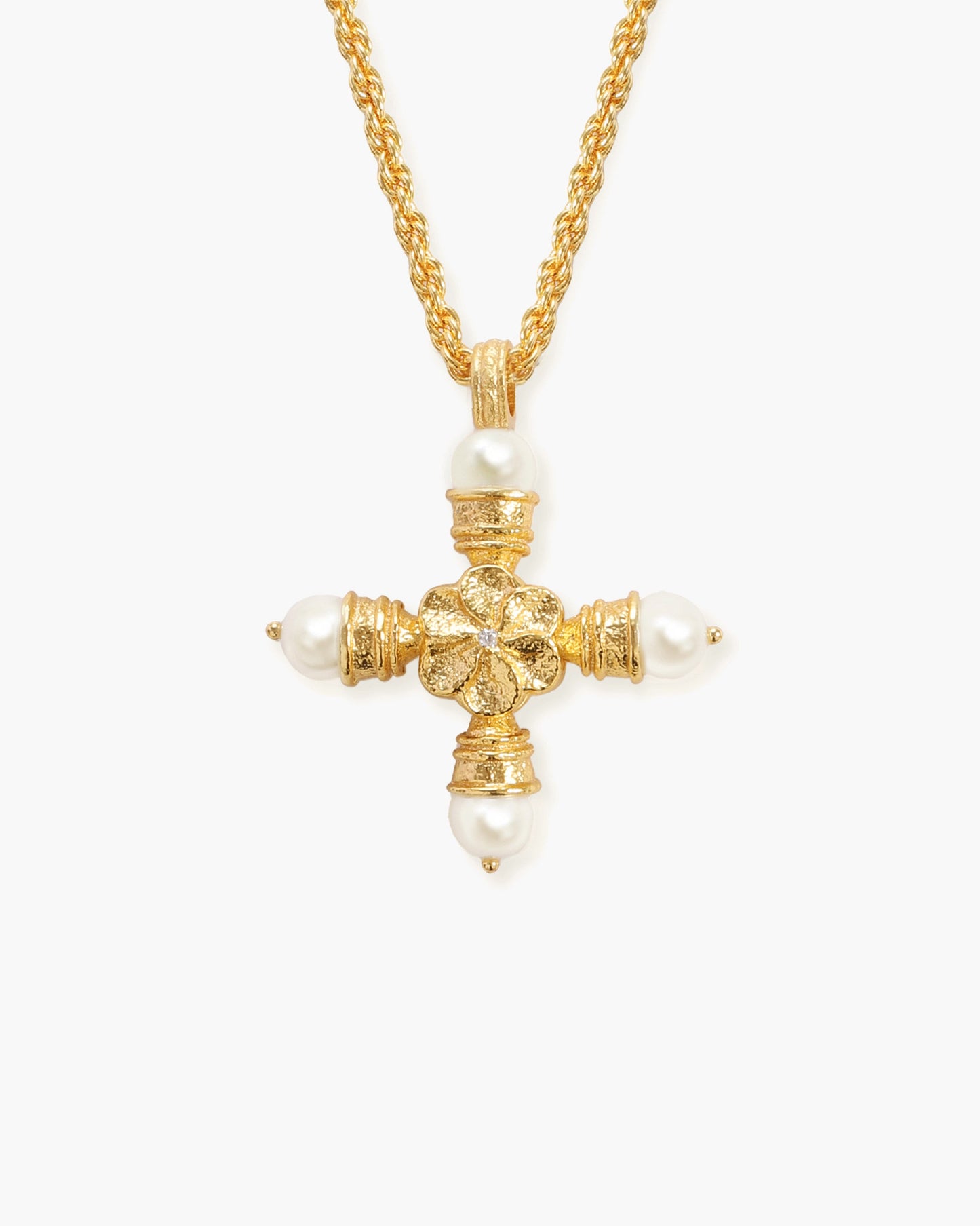 Florence Pearl Cross Necklace