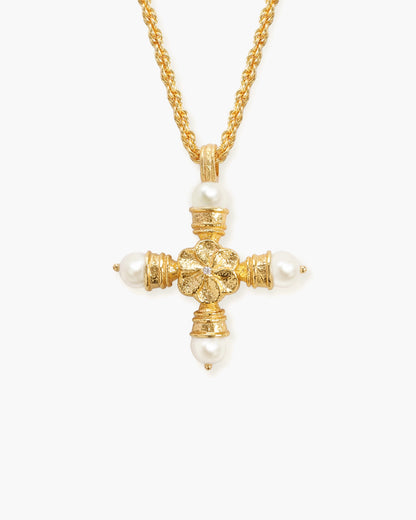 Florence Pearl Cross Necklace