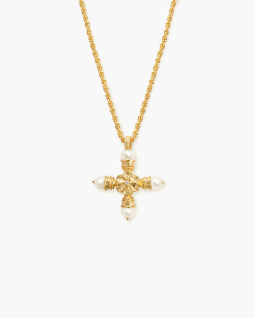 Florence Pearl Cross Necklace