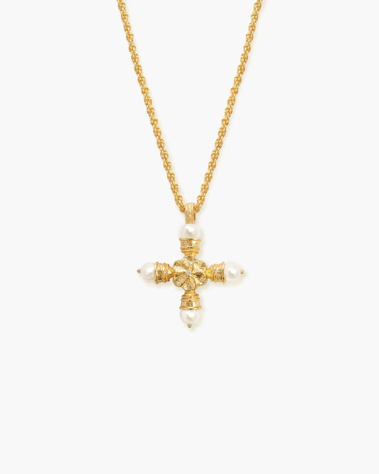Florence Pearl Cross Necklace