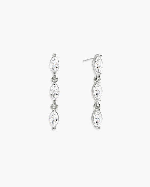 Crystal Marquise Earrings in Silver