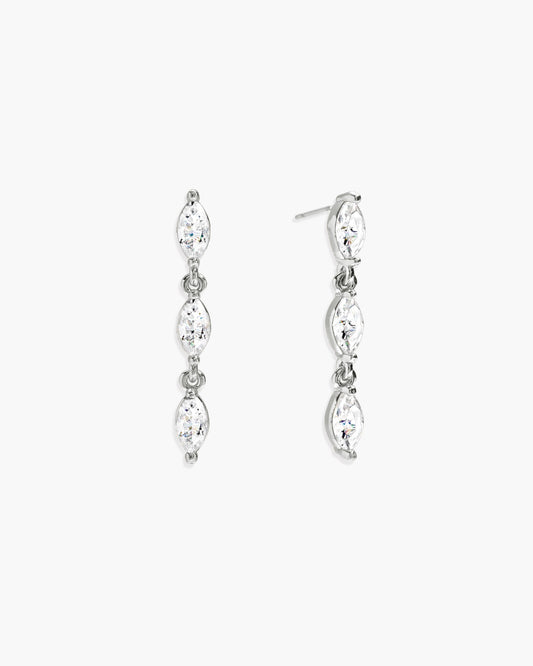 Crystal Marquise Earrings in Silver