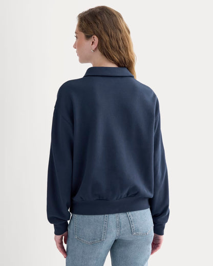 Lightweight Terry Polo Sweatshirt | Navy