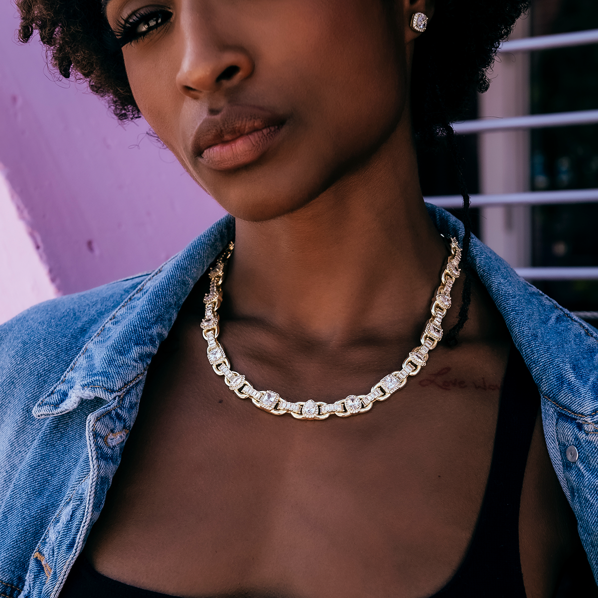 Diamond Cluster Mariner Necklace in Yellow Gold