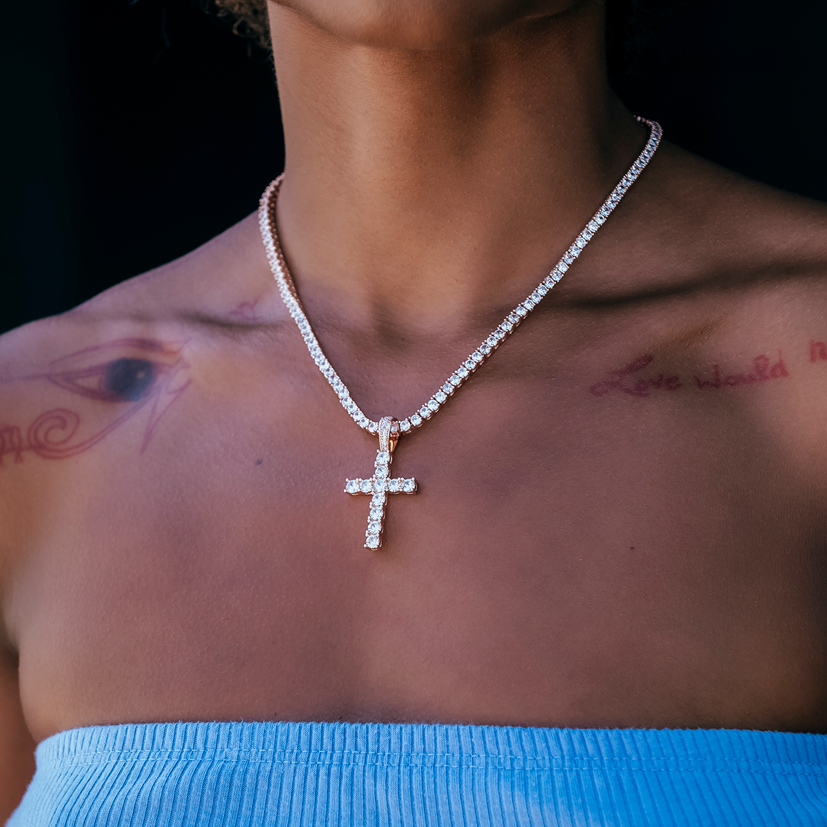 Diamond Cross Pendant in Rose Gold