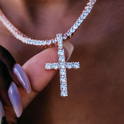 Diamond Cross Pendant in Rose Gold