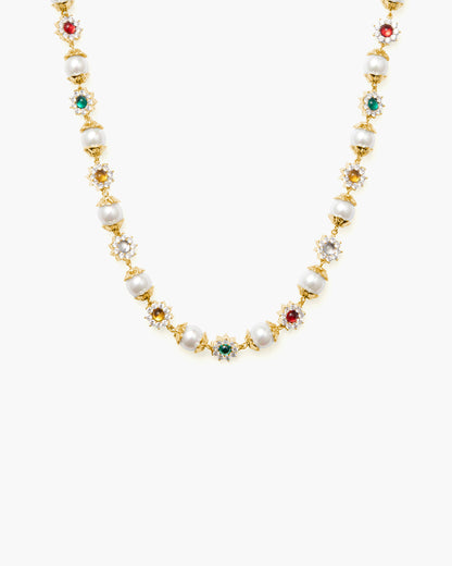 Daisy Pearl Necklace in Silver