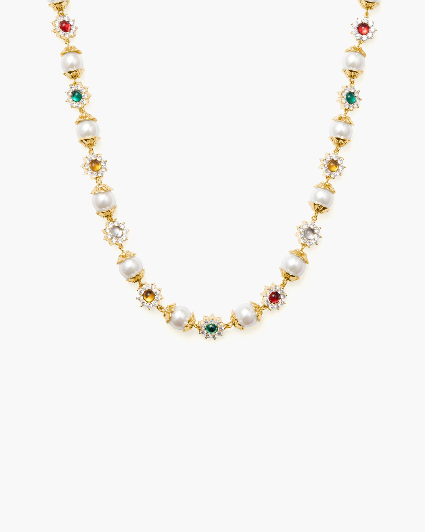 Daisy Pearl Necklace in Silver