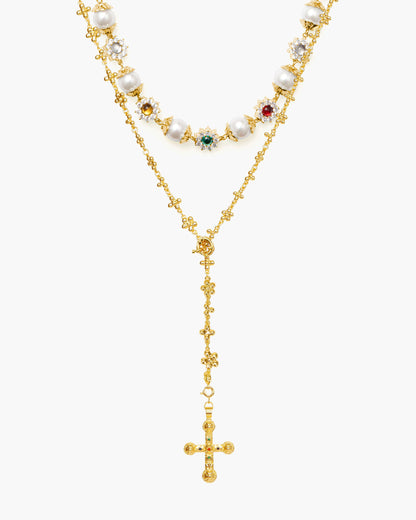 Daisy Pearl Necklace in Silver