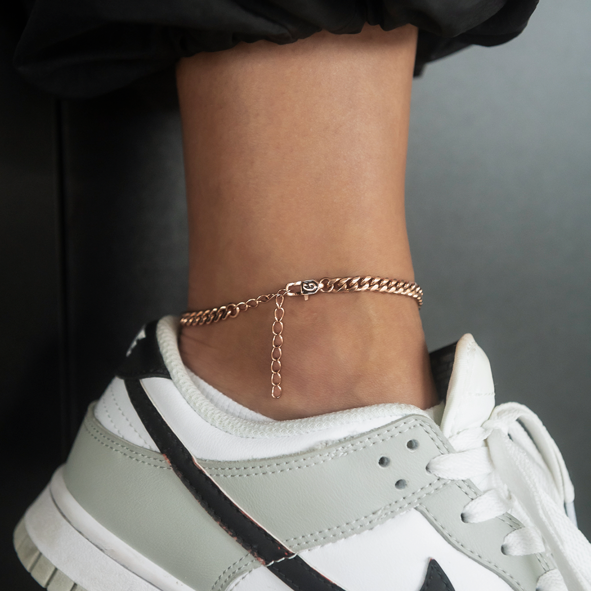 Cuban Link Anklet in Rose Gold- 5mm