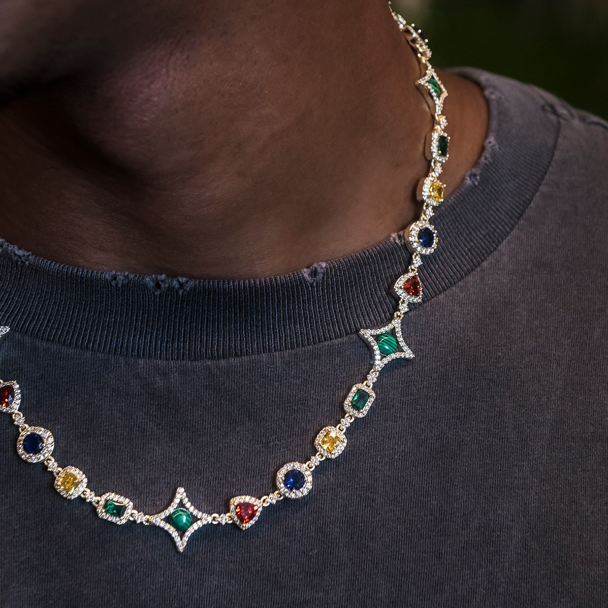 Colored Gemstone Chain + Bracelet Bundle in Yellow Gold