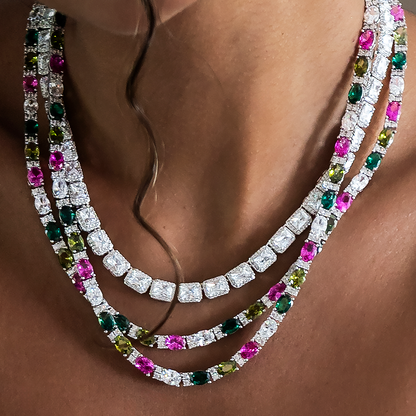 Diamond Cushion Cut Tennis Necklace